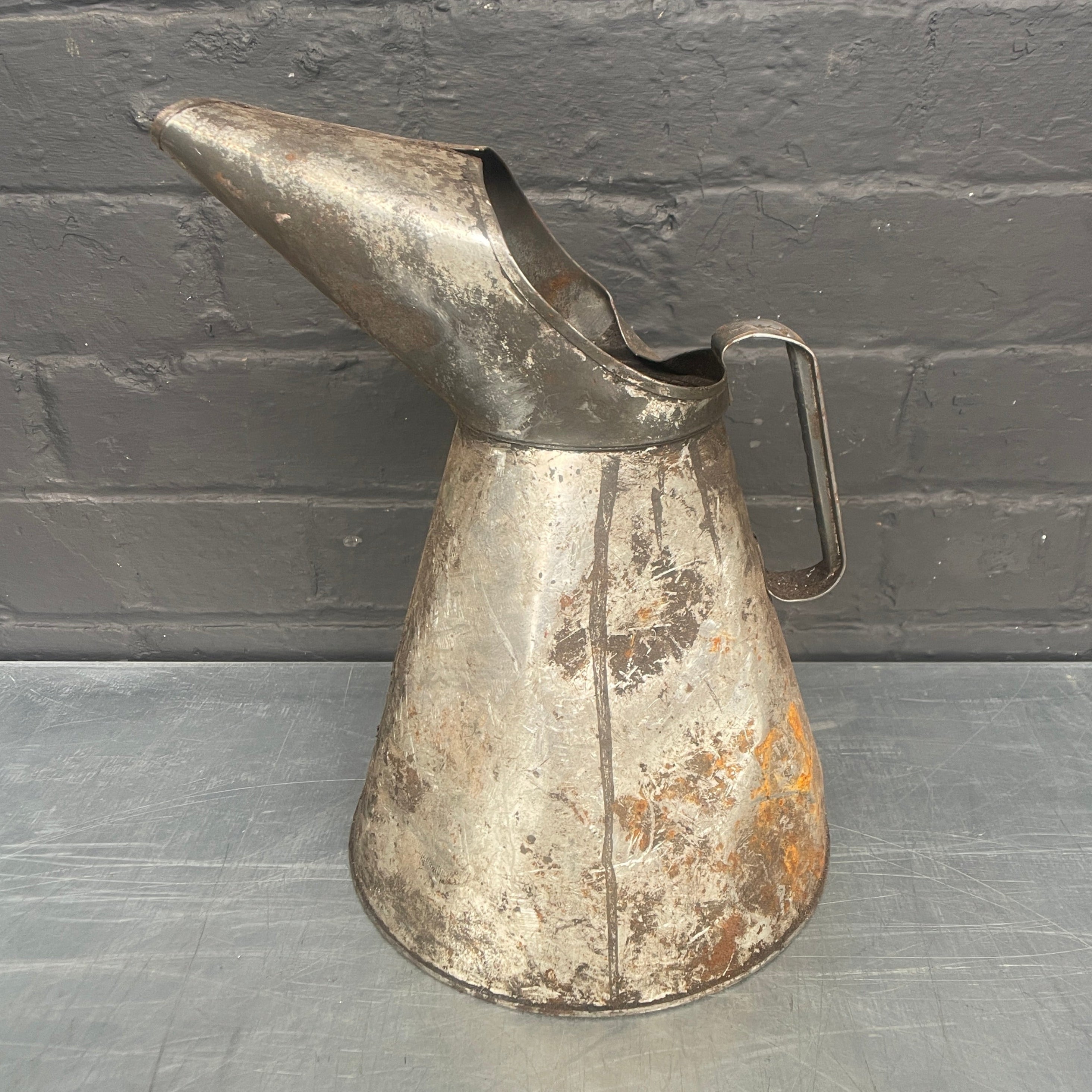 jug tin oil can steel metal Industrial powerhouse props prop rental hire vintage movie film set dec