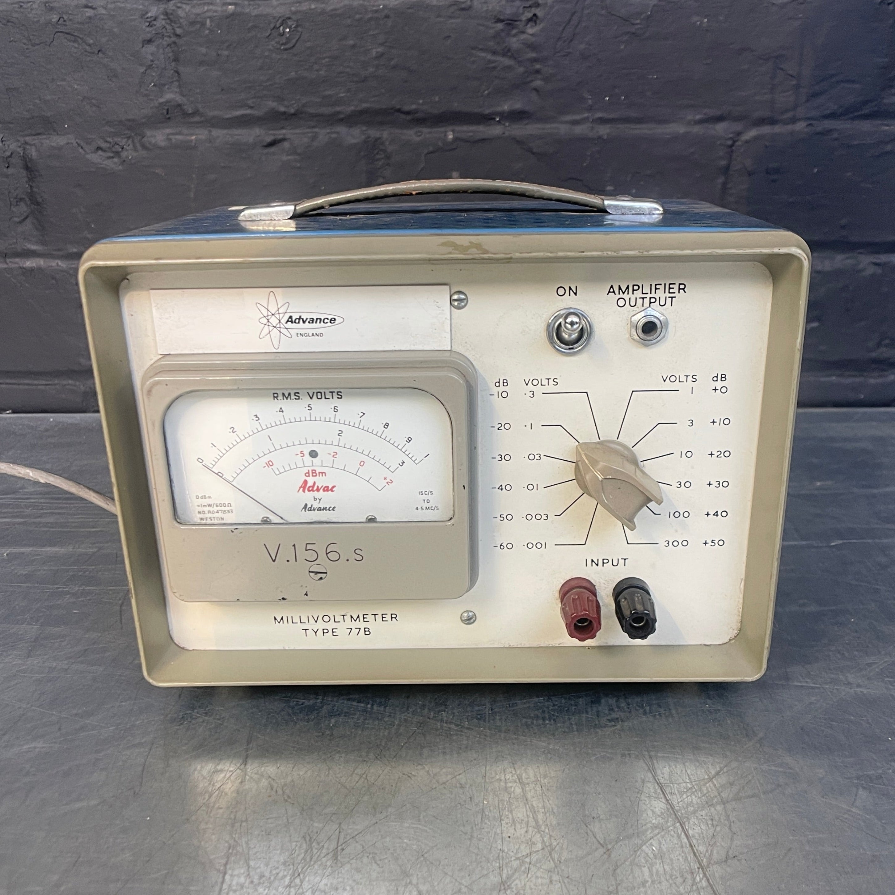 millivoltmeter volt meter tester test electrical Industrial powerhouse props prop rental hire vintage movie film set dec