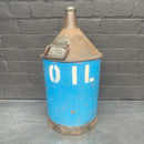 oil can steel metal blue Industrial powerhouse props prop rental hire vintage movie film set dec