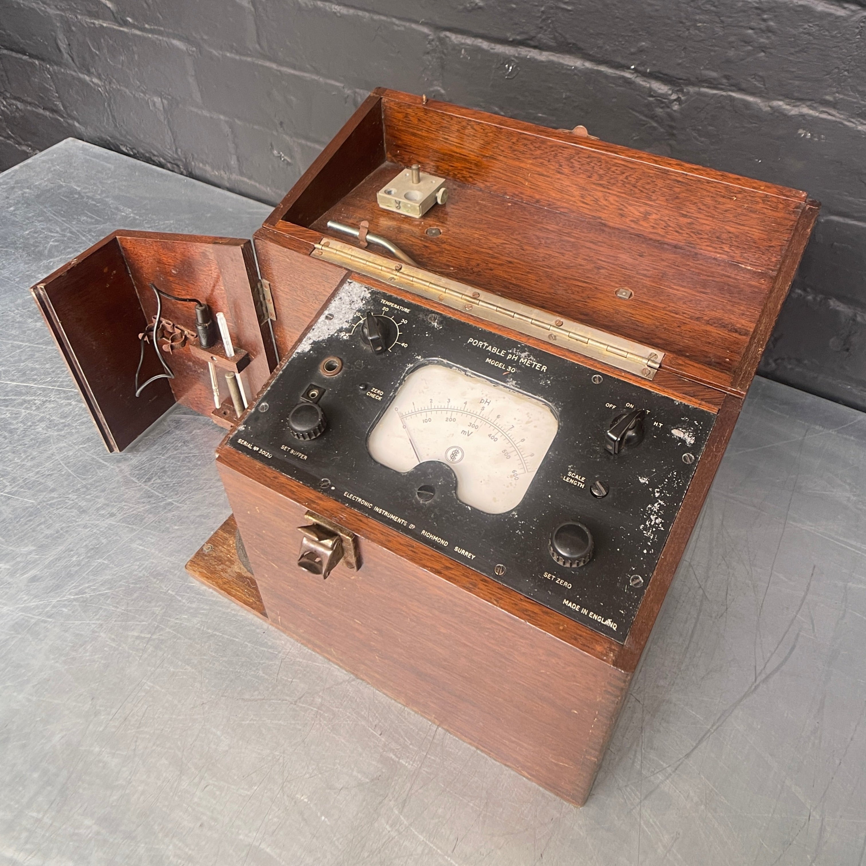 portable PH meter electrical scientific Industrial powerhouse props prop rental hire vintage movie film set dec 1