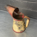 red cream jug tin oil can steel metal Industrial powerhouse props prop rental hire vintage movie film set dec 1