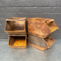 rusty engineers steel tubs tins tote bins Industrial powerhouse props prop rental hire vintage movie film set dec