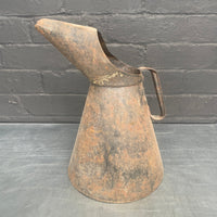 rusty grey jug tin oil can steel metal Industrial powerhouse props prop rental hire vintage movie film set dec