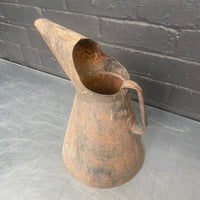 rusty grey jug tin oil can steel metal Industrial powerhouse props prop rental hire vintage movie film set dec 1