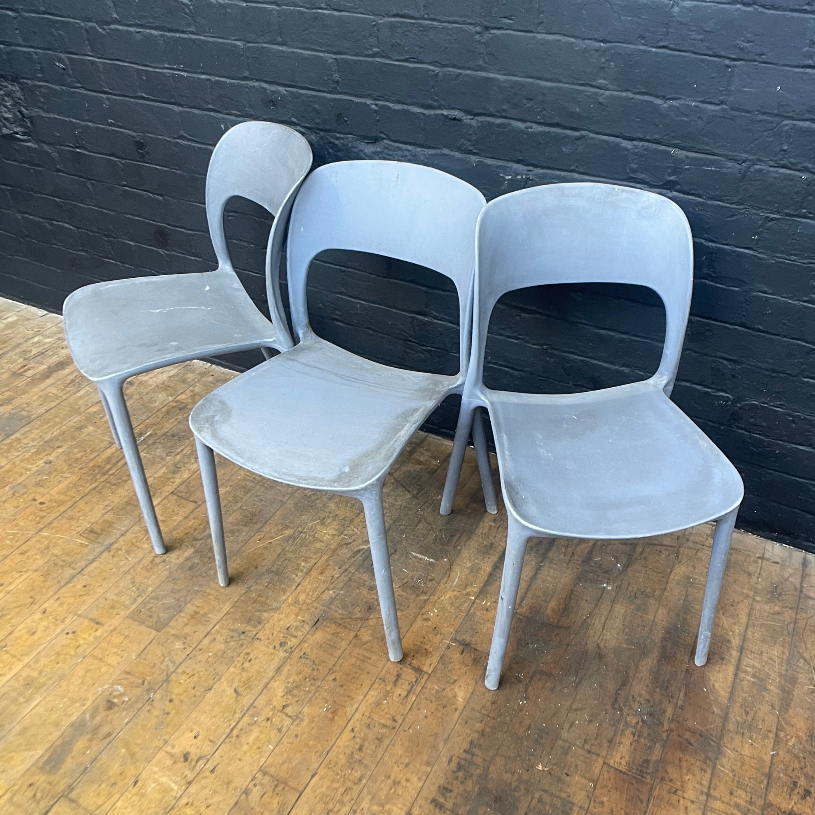 stackable plastic chairs grey Industrial powerhouse props prop rental hire vintage movie film set dec 1