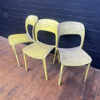 stackable plastic chairs yellow Industrial powerhouse props prop rental hire vintage movie film set dec 1