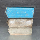 workshop metal steel tote tin storage bin industrial tins Industrial powerhouse props prop rental hire vintage movie film set dec 1